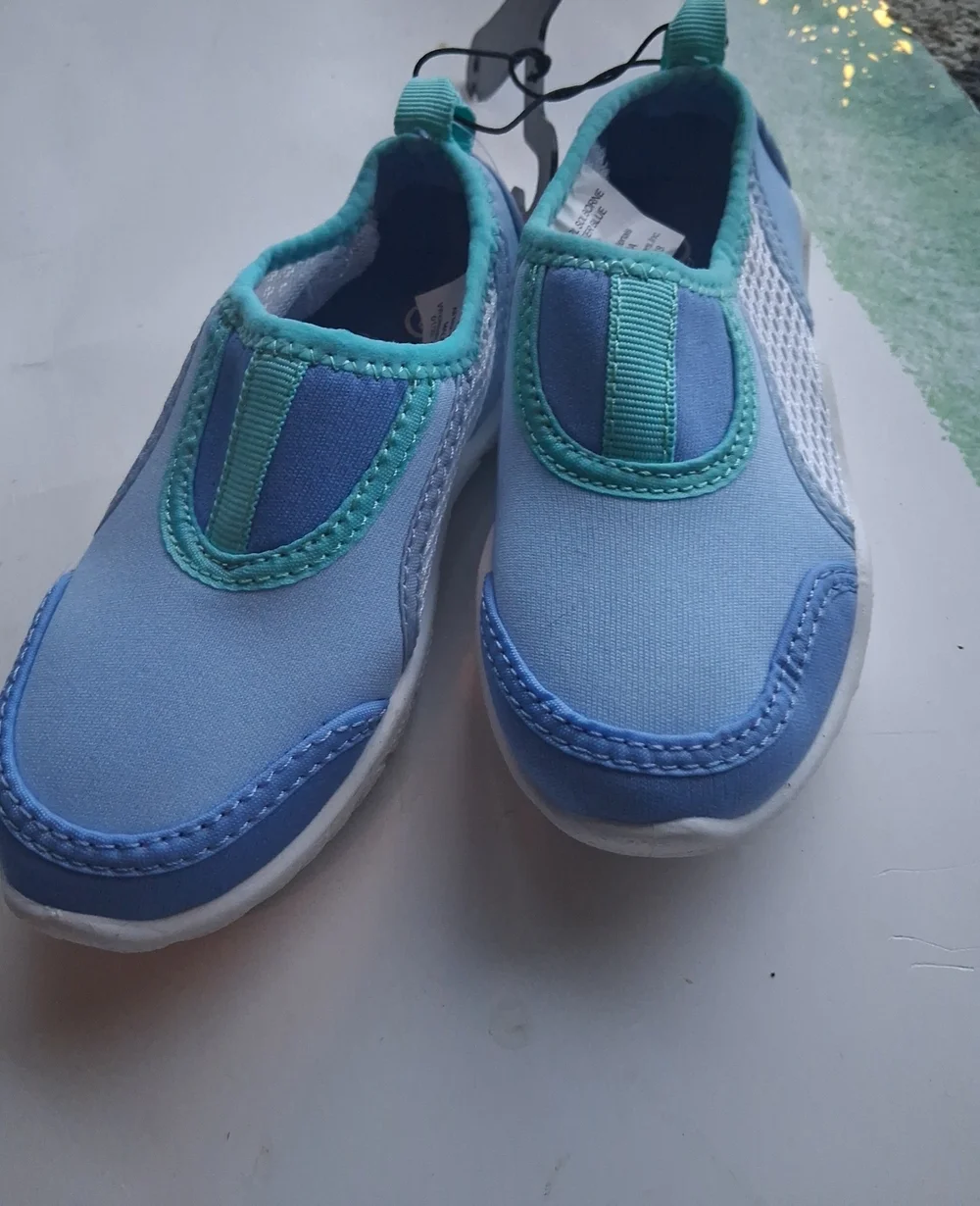 Blue Sol Borne Water Shoes White with Blue And Green 8